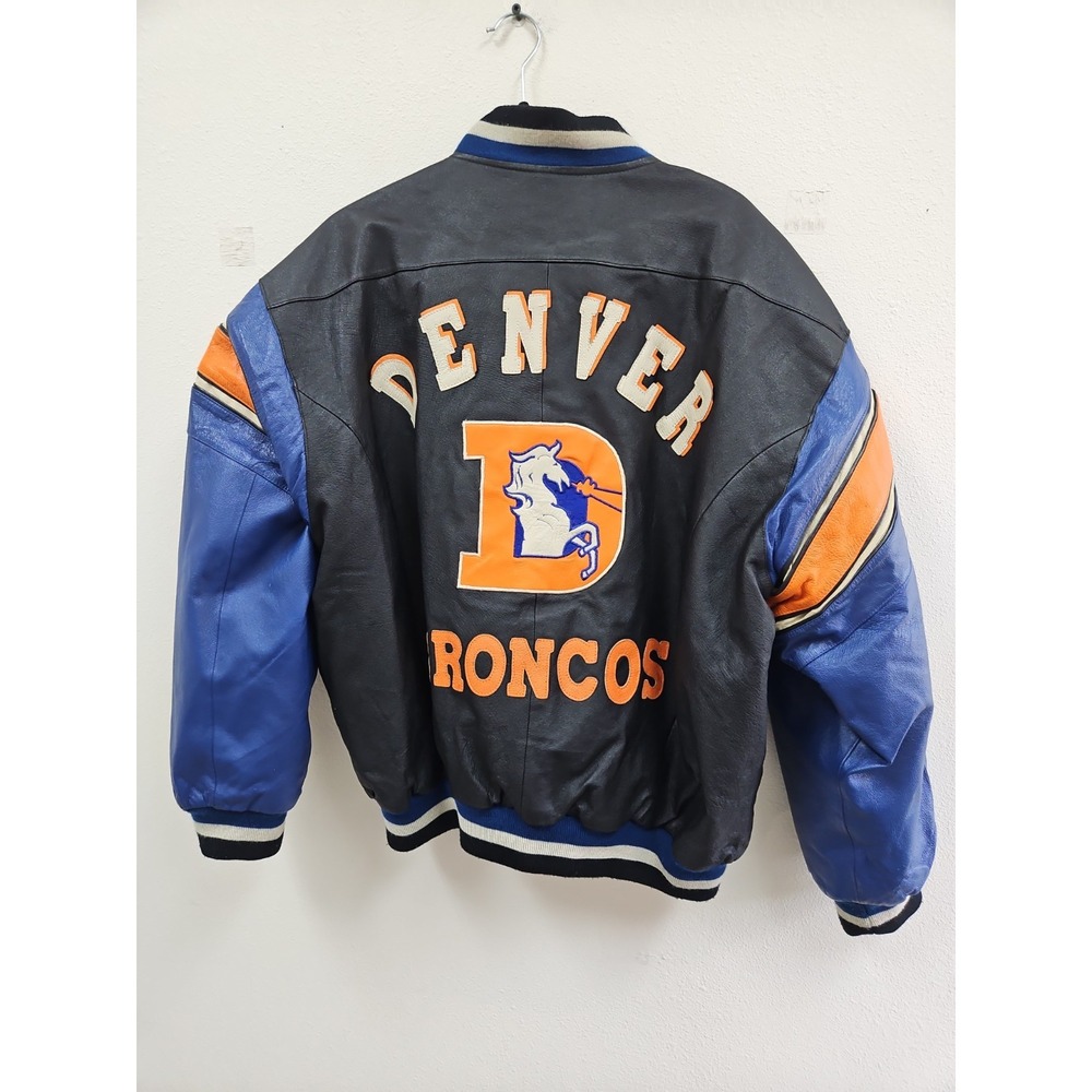 Denver Broncos Leather Bomber Jacket Xl Vintage M Mirage